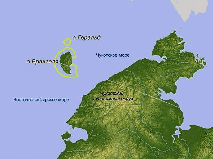 Остров Врангеля на карте